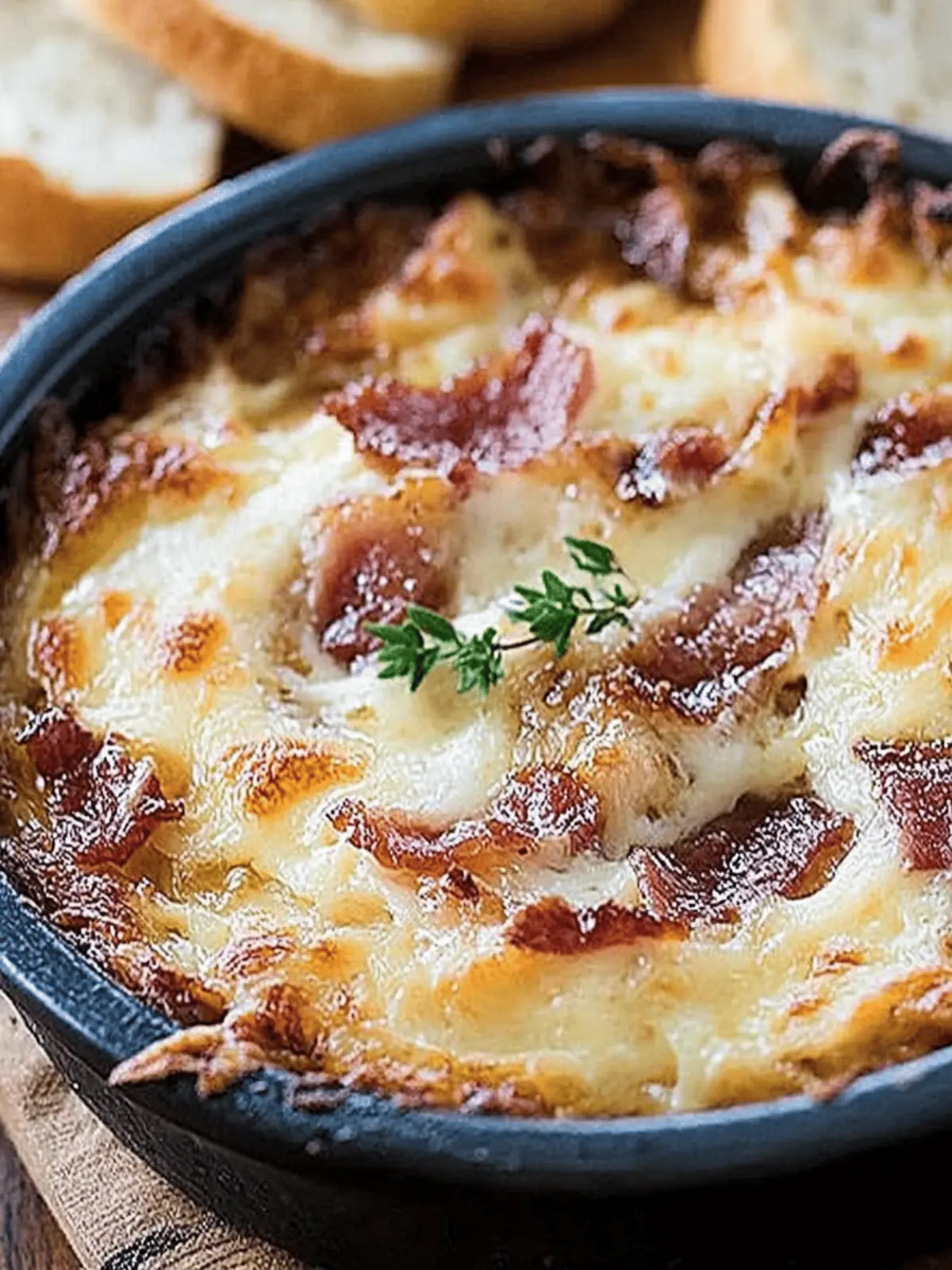 Savory Hot Caramelized Onion Dip with Bacon and Gruyere Bliss 2 Hot Caramelized Onion Dip with Bacon and Gruyere