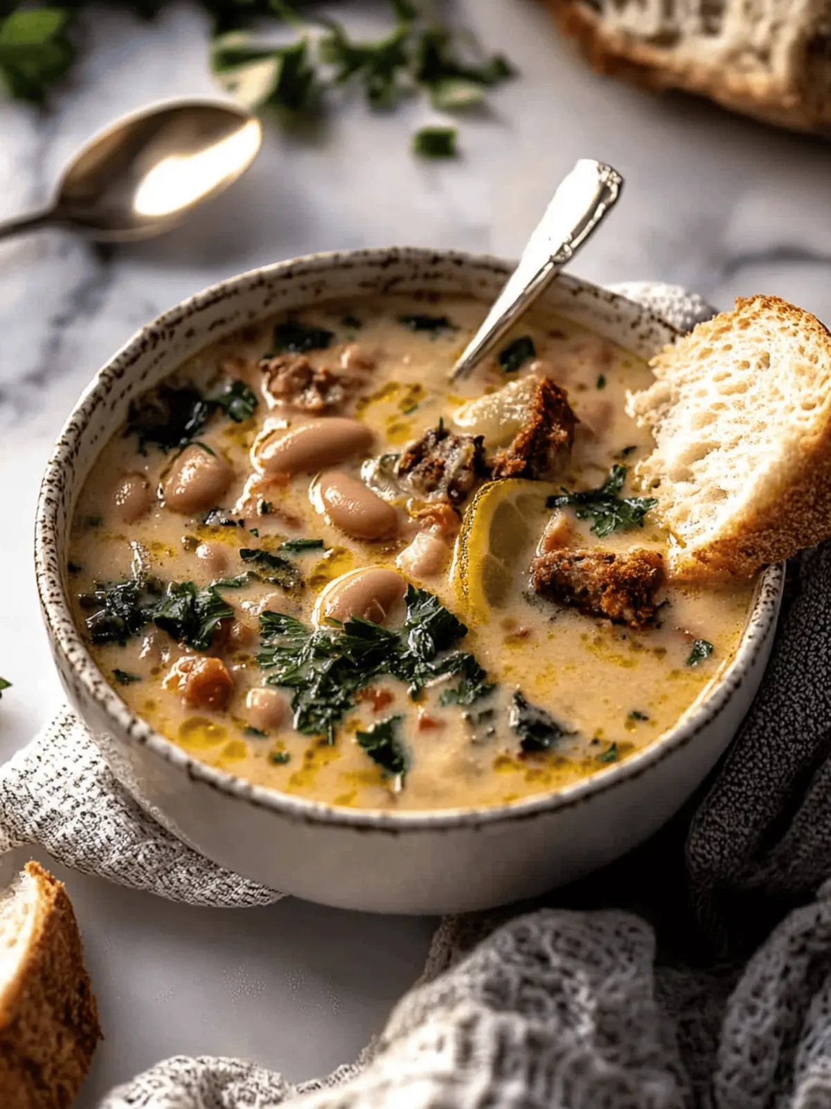 Creamy Tuscan White Bean Lemon Soup