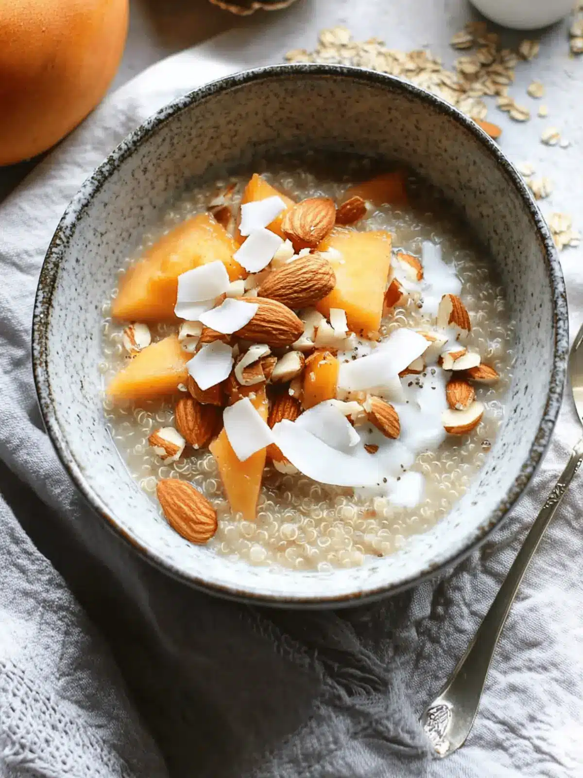 Quinoa Porridge with Persimmon, Almonds + Coconut
