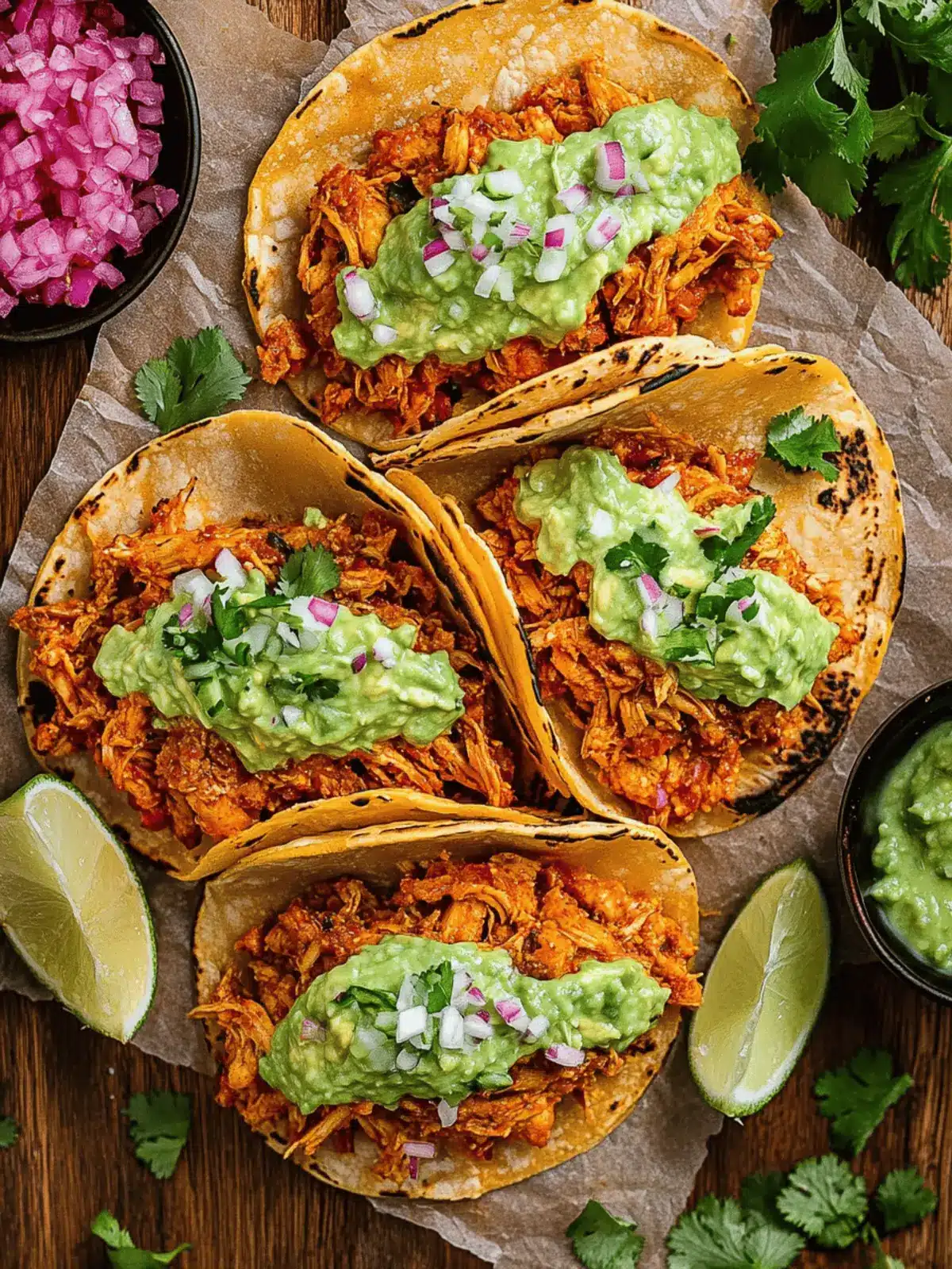 Crispy Chicken Tinga Tacos with Avocado-Jalapeño Crema