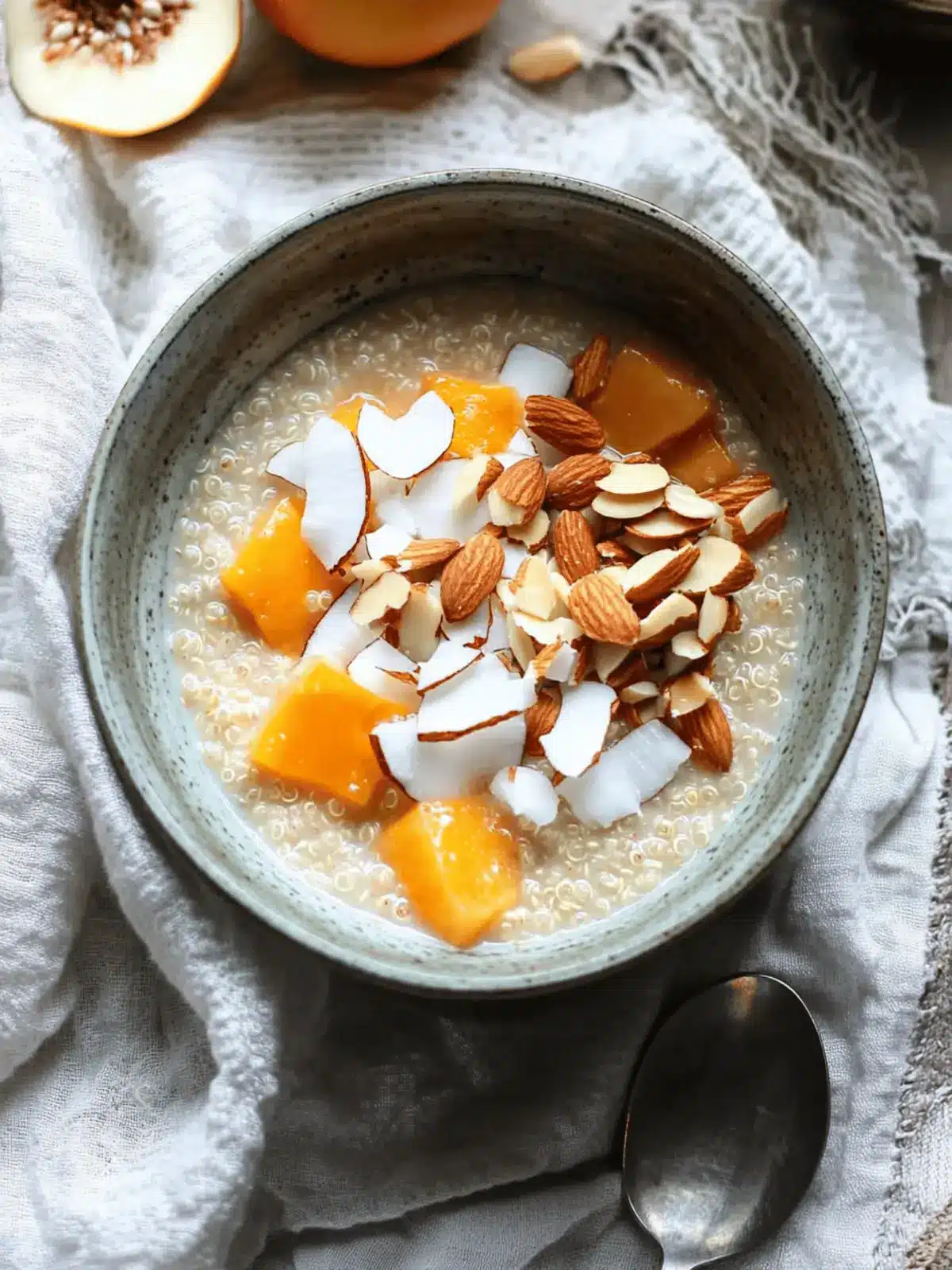 Quinoa Porridge with Persimmon, Almonds + Coconut