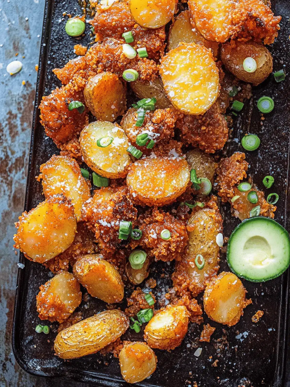 Crispy Parmesan Crusted Buffalo Potatoes.