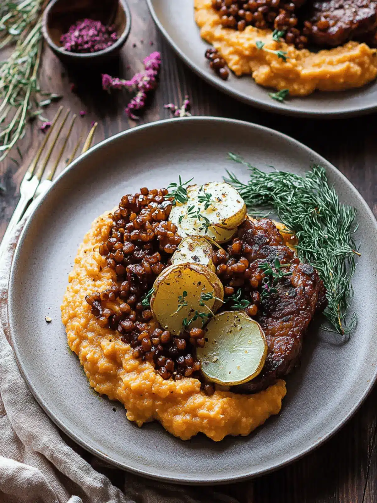 Steak de Chou-Fleur Vegan au Four & Purée de Patate Douce