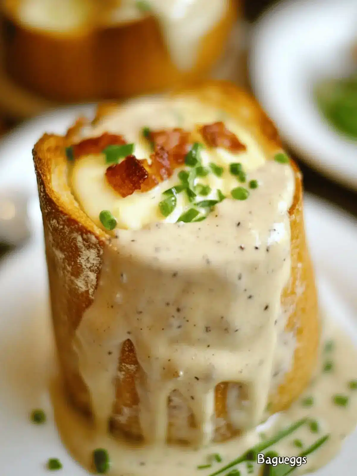 Baked eggs in Baguette + Smoked Gouda Sauce – a.k.a “Bagueggs”