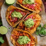 Crispy Chicken Tinga Tacos with Avocado-Jalapeño Crema