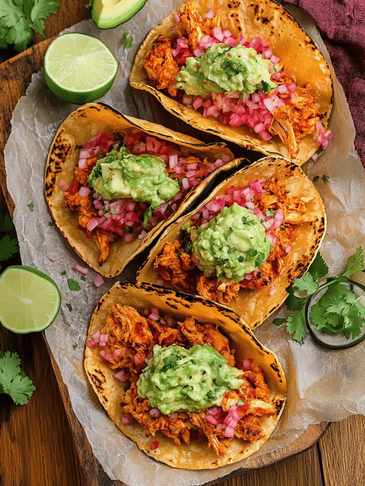Crispy Chicken Tinga Tacos with Avocado-Jalapeño Crema