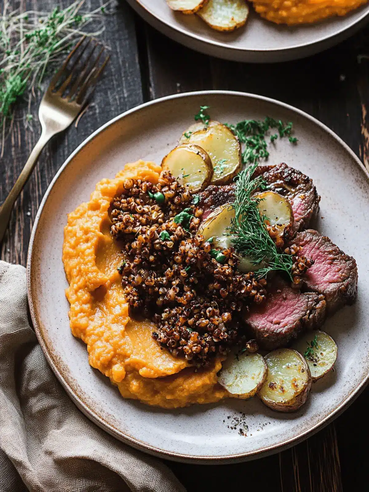 Steak de Chou-Fleur Vegan au Four & Purée de Patate Douce