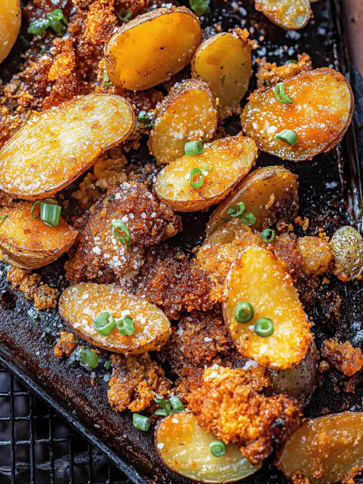 Crispy Parmesan Crusted Buffalo Potatoes.