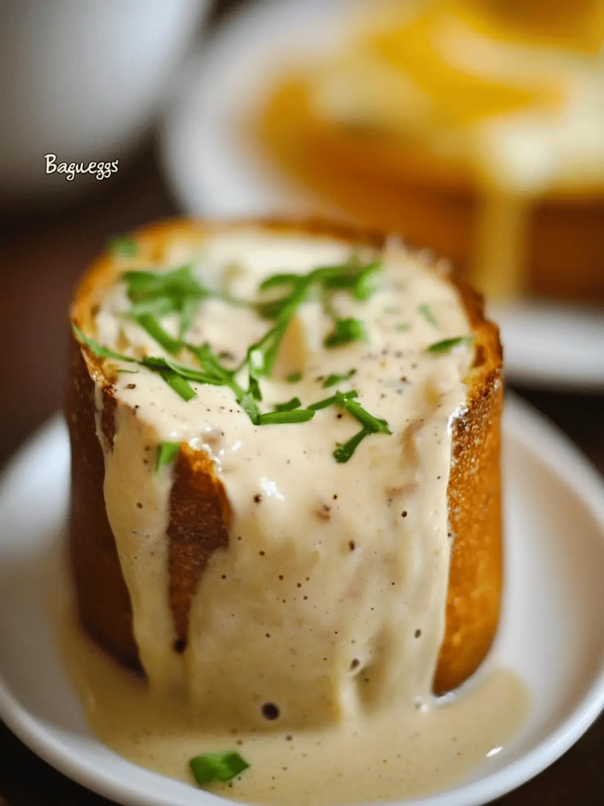 Baked eggs in Baguette + Smoked Gouda Sauce – a.k.a “Bagueggs”