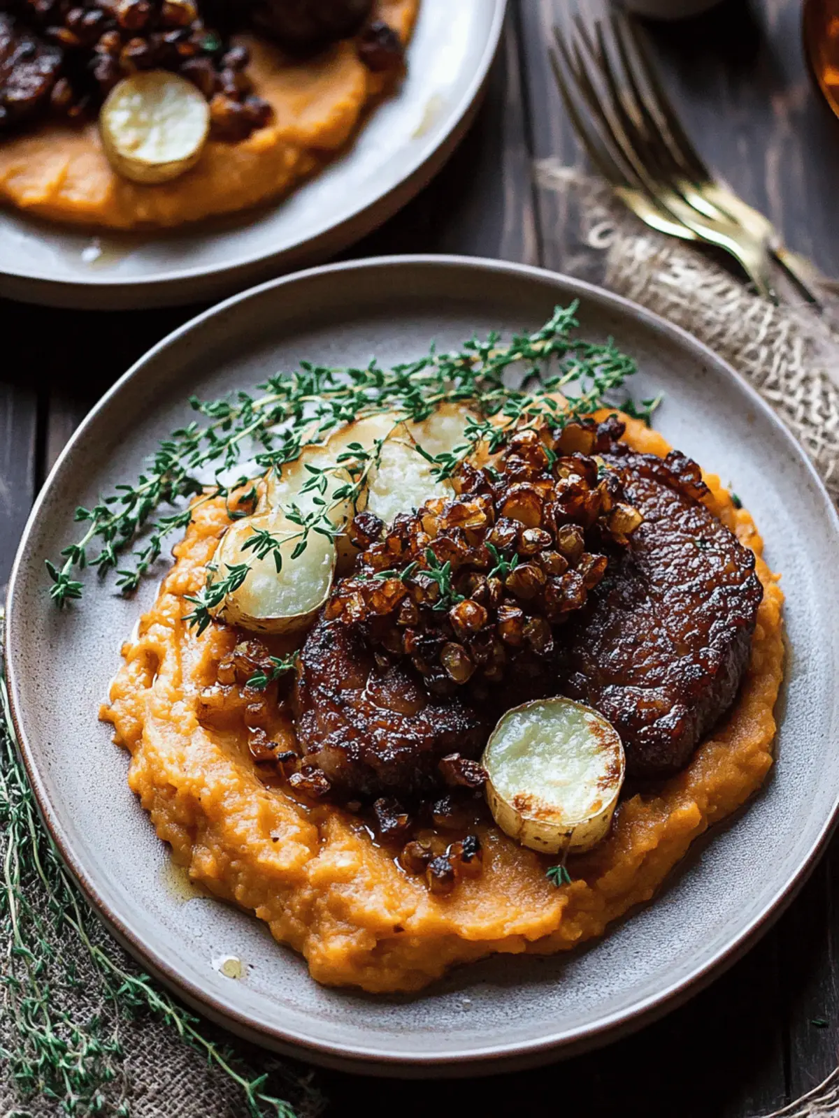 Steak de Chou-Fleur Vegan au Four & Purée de Patate Douce