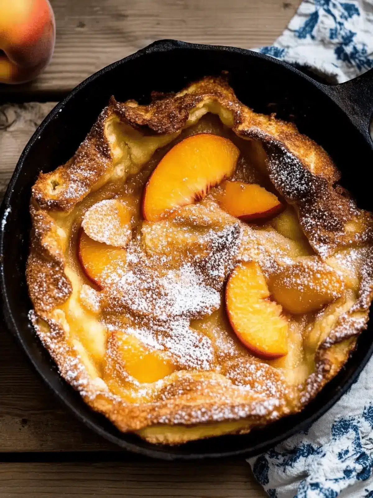 cinnamon sugar peach dutch baby