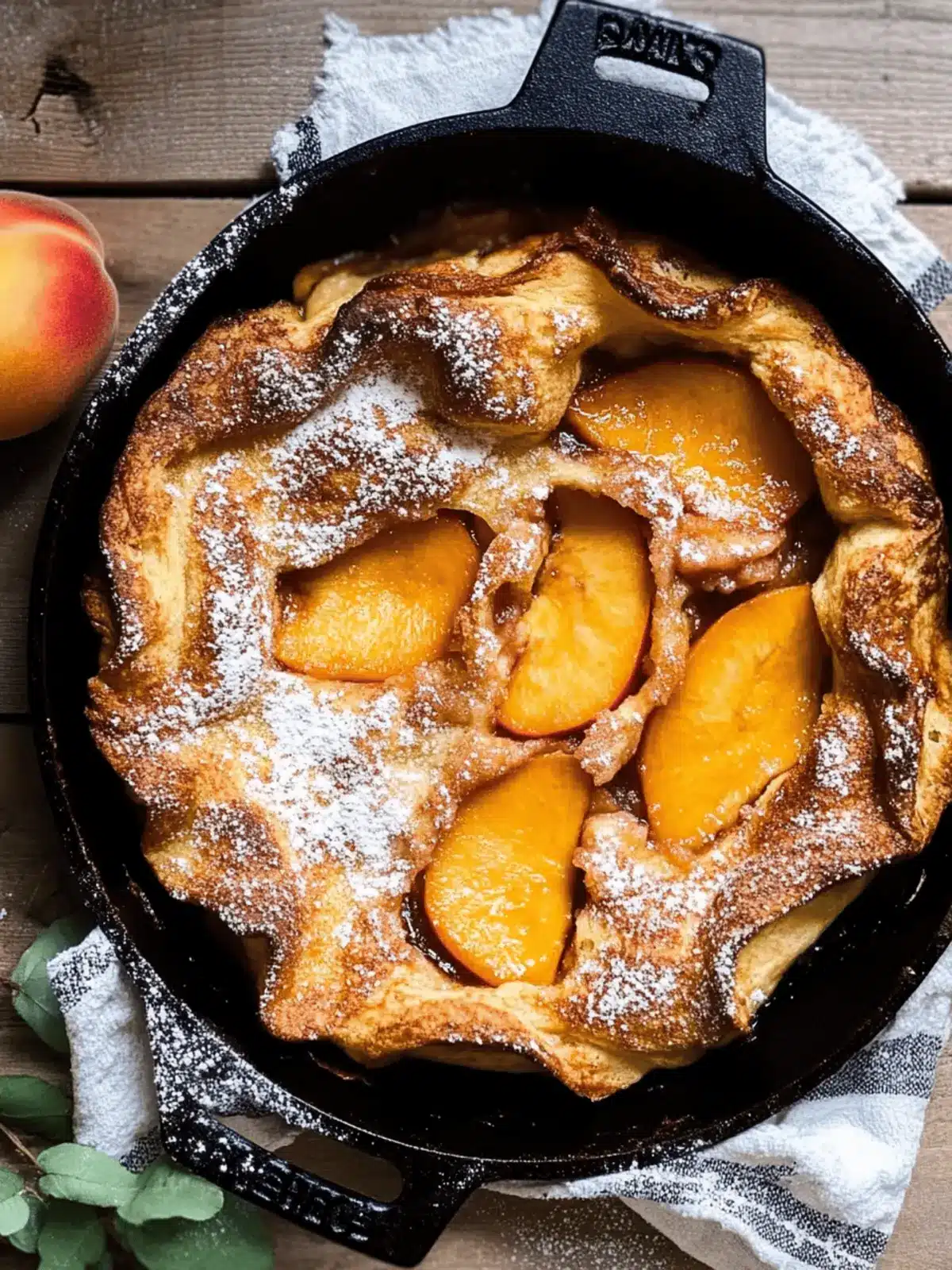 cinnamon sugar peach dutch baby