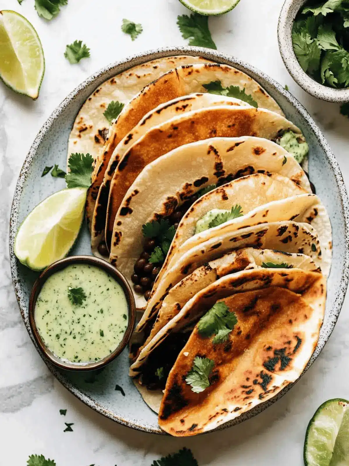 Crispy Black Bean Tacos with Cilantro Lime Sauce