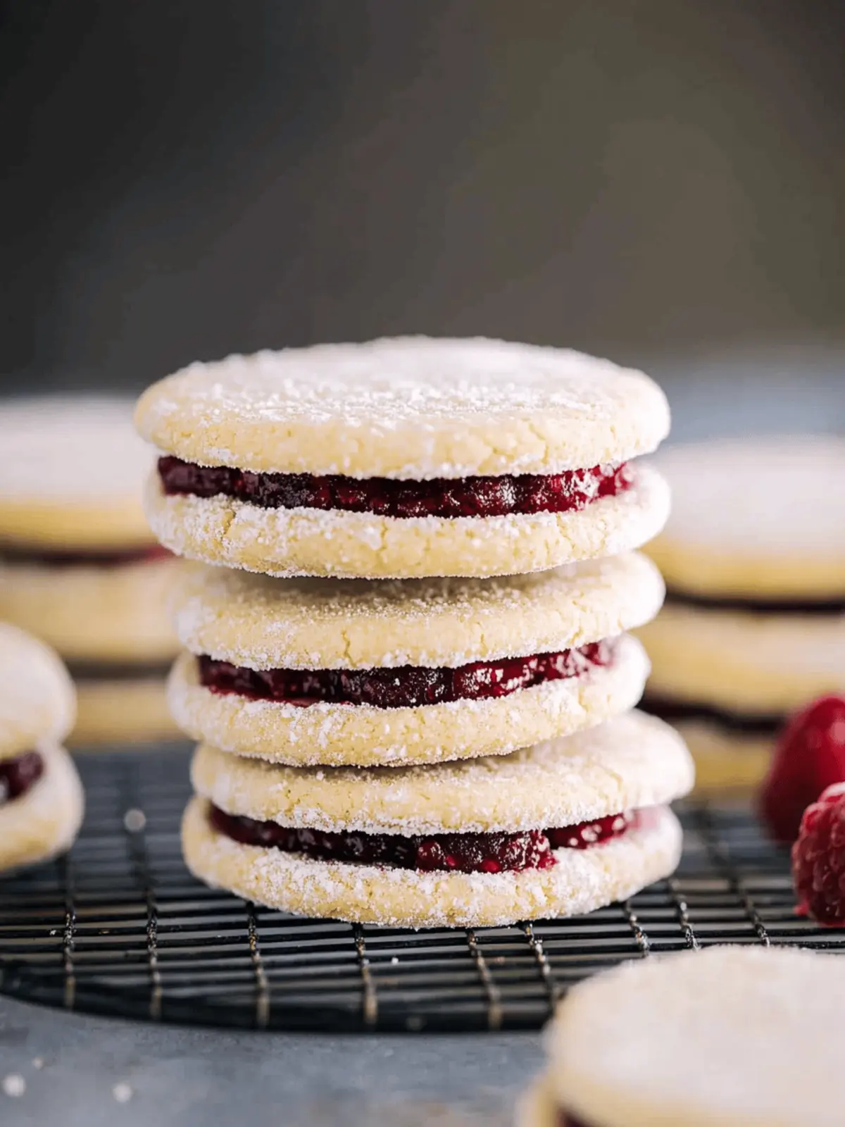 Raspberry Almond Sandwich Cookies