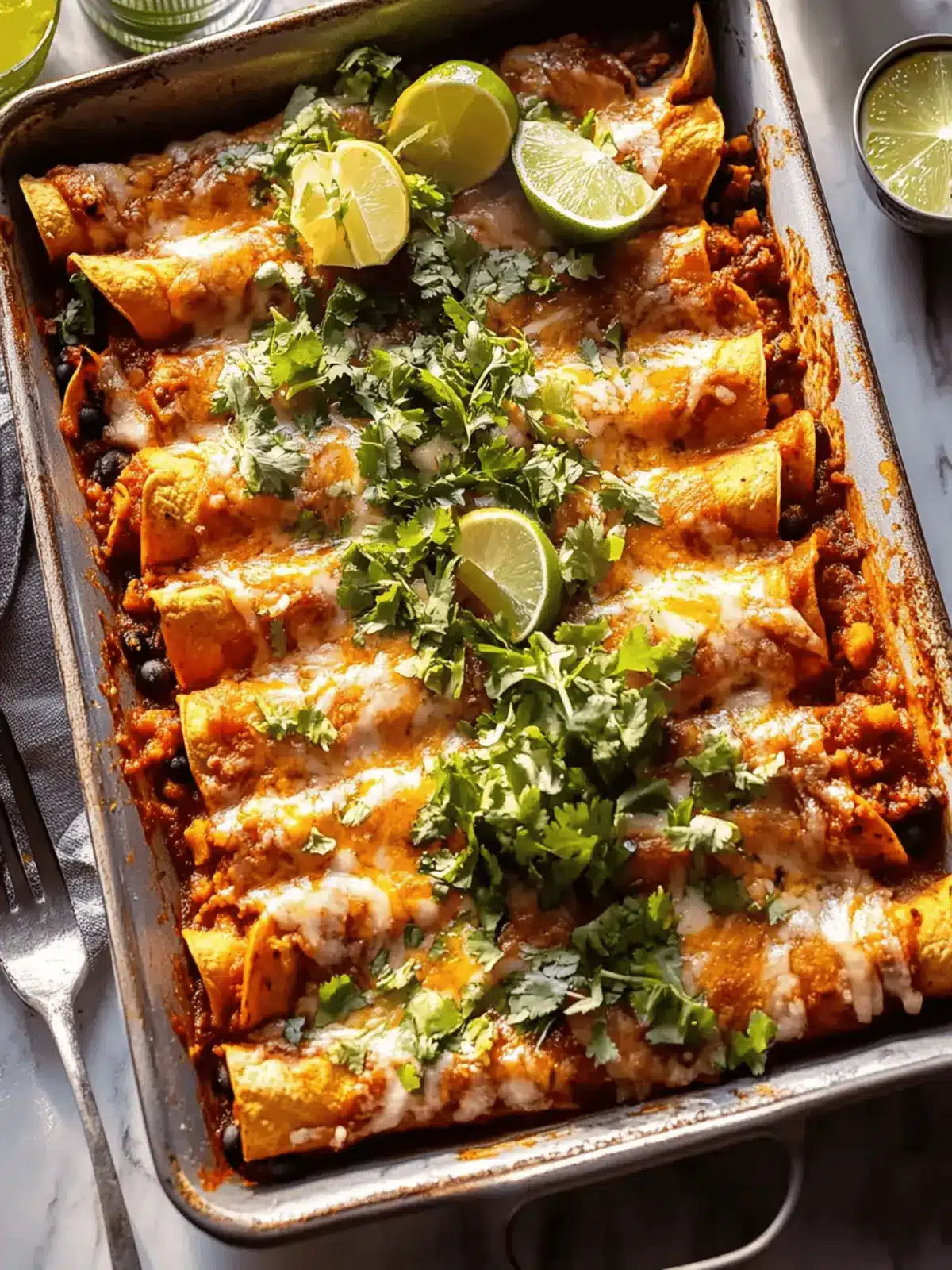 Crispy Black Bean Sweet Potato Enchiladas.