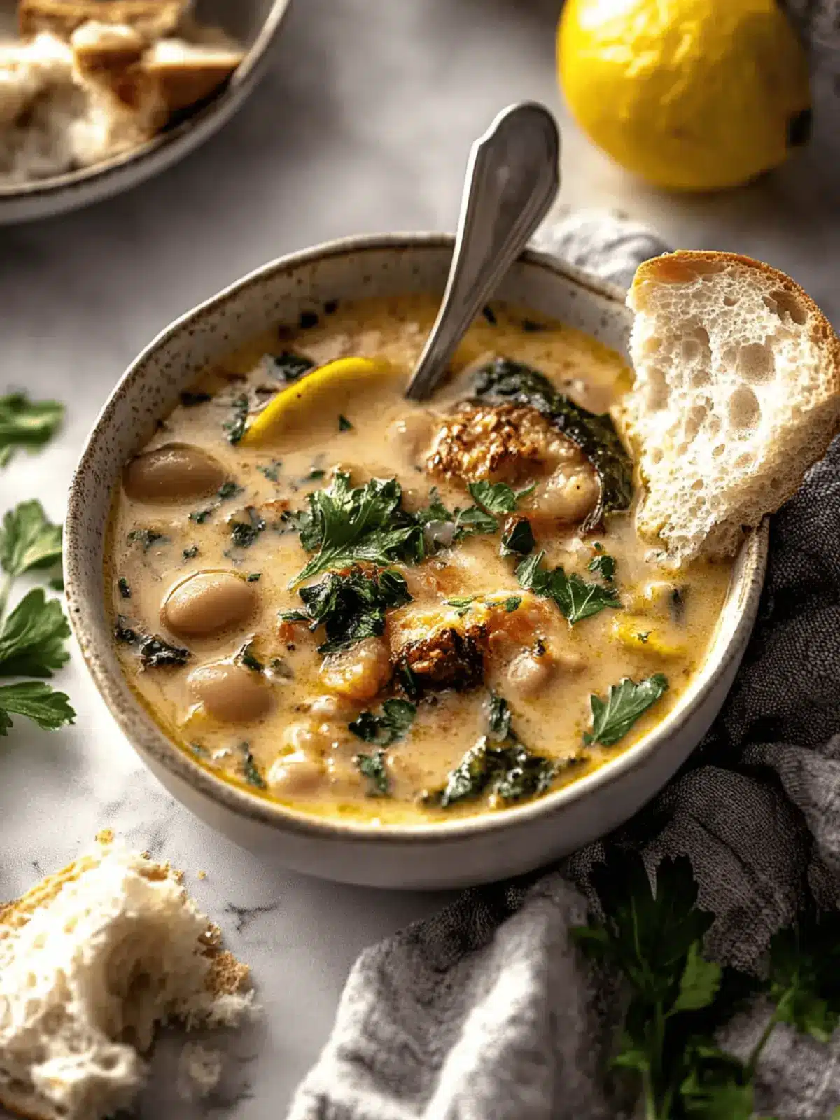 Creamy Tuscan White Bean Lemon Soup
