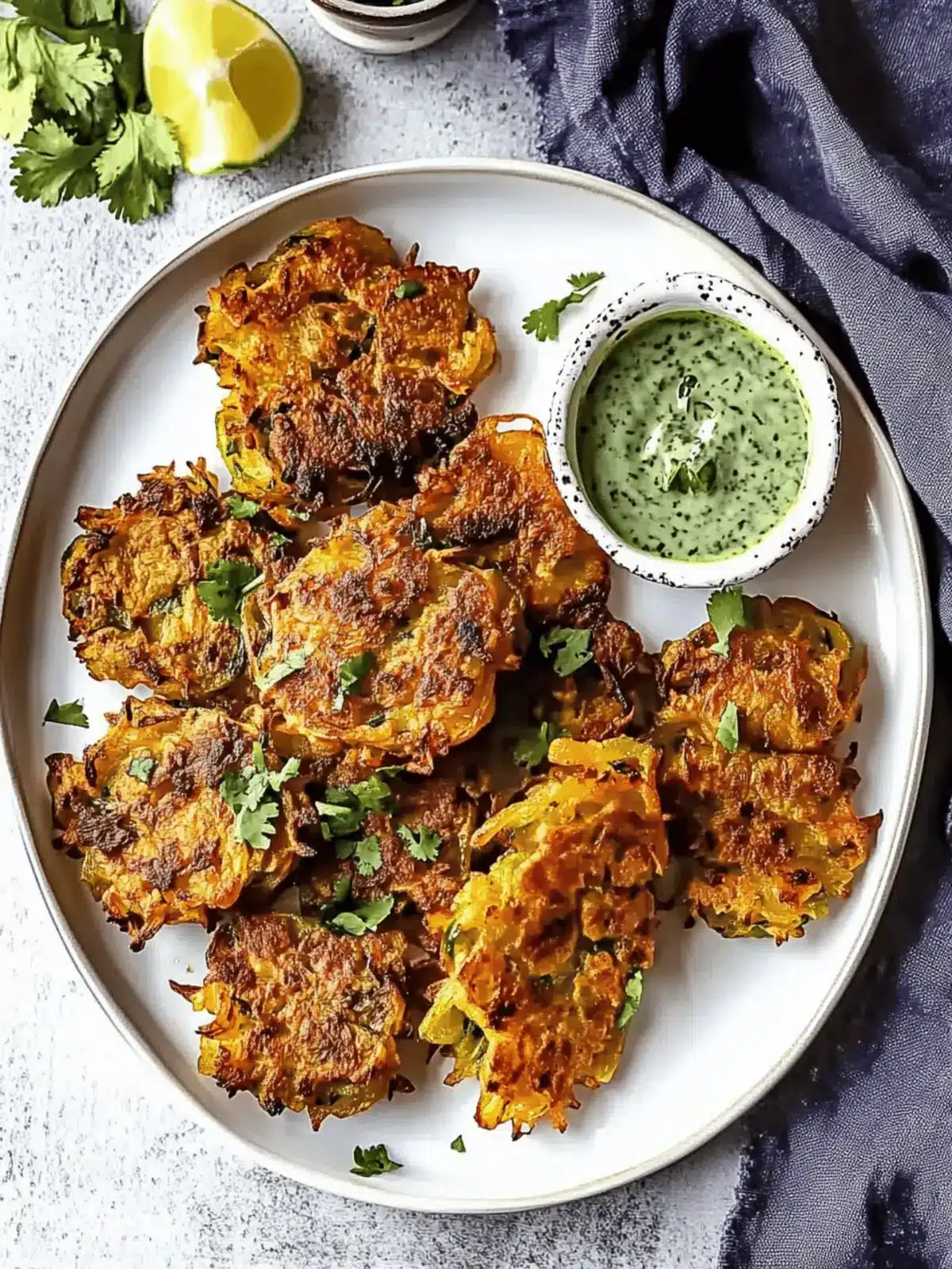 Onion Bhajis with Coriander Dip