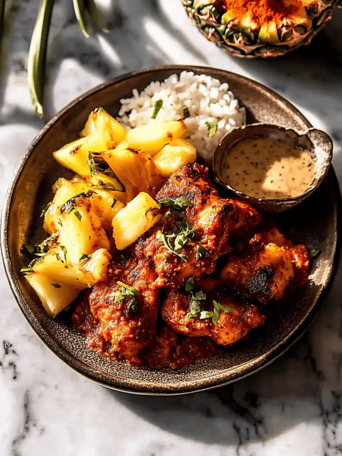 Chipotle Pineapple Chicken with Bang Bang Sauce.
