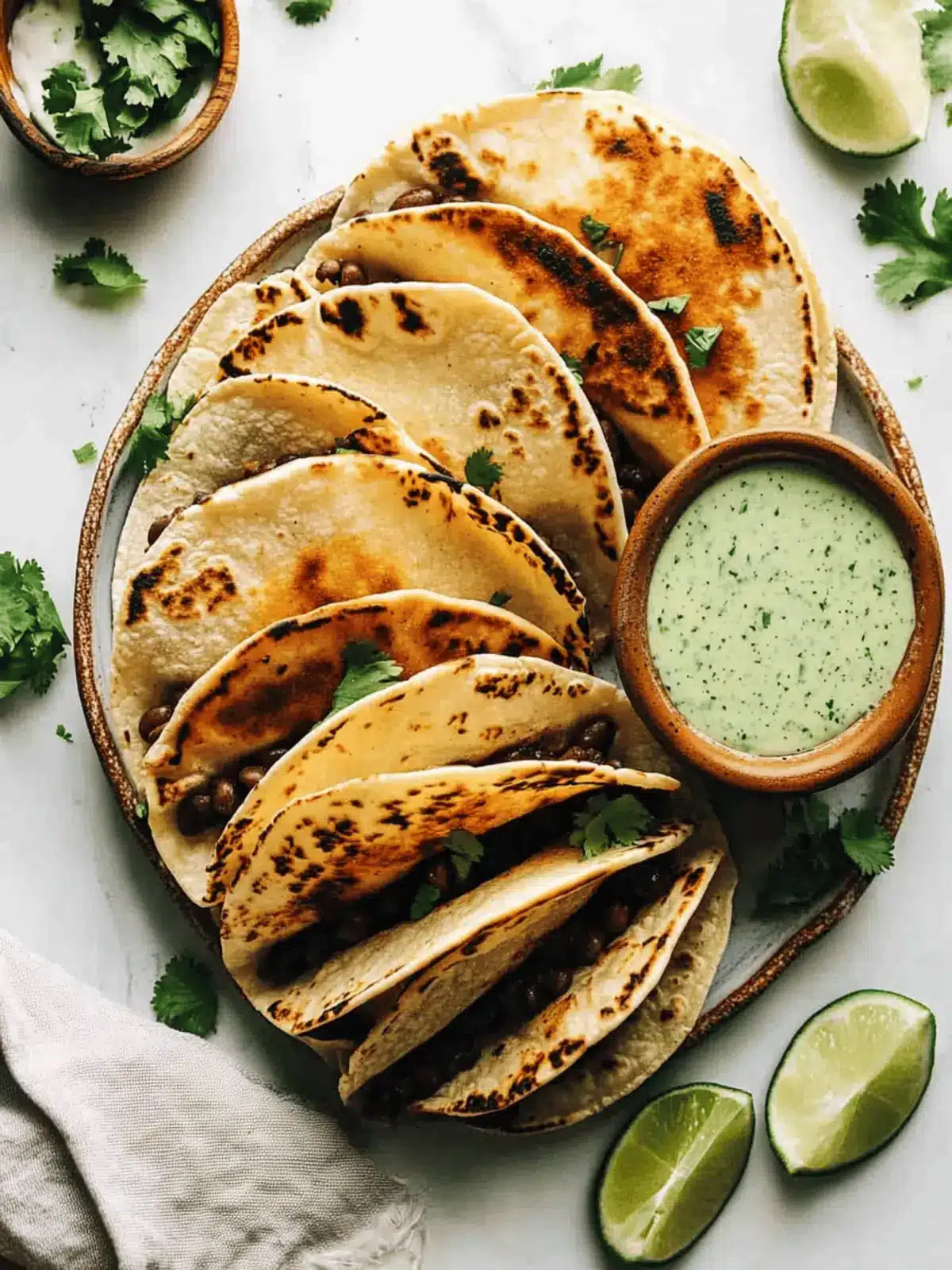 Crispy Black Bean Tacos with Cilantro Lime Sauce