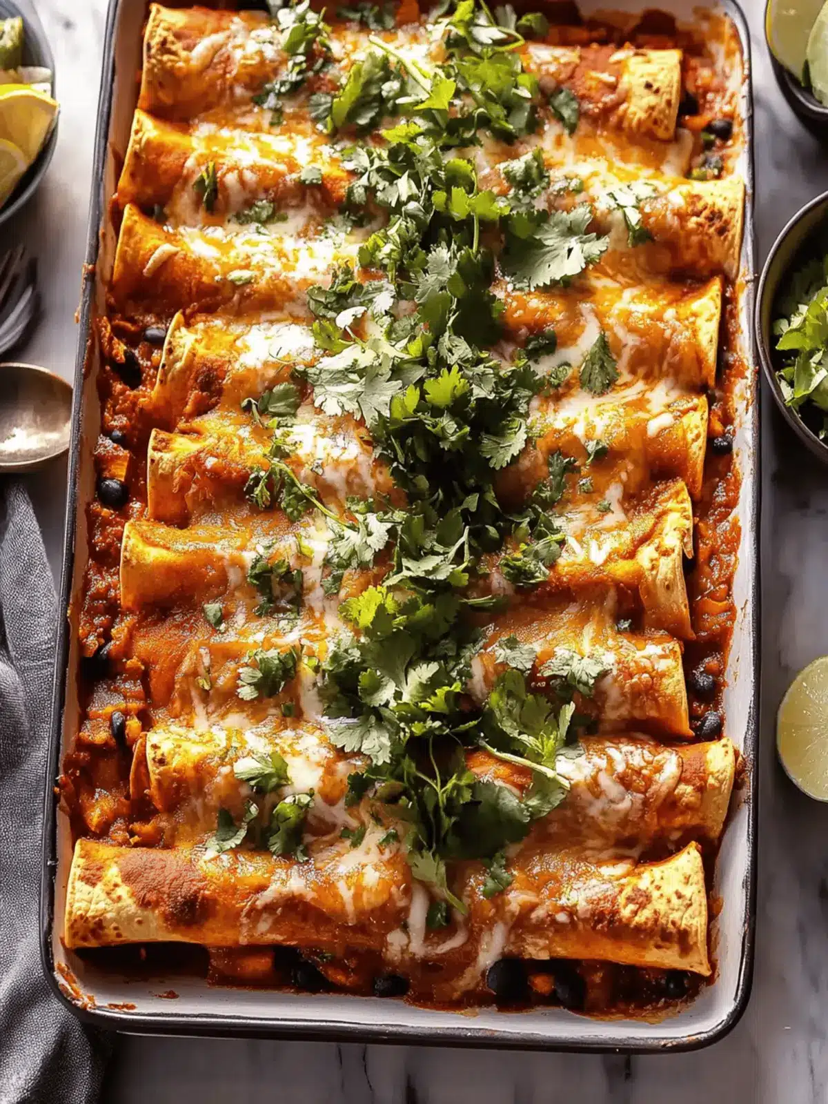 Crispy Black Bean Sweet Potato Enchiladas.