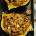 Twice Baked Acorn Squash with Sausage and Apple