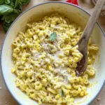 Creamy Summer Corn Pasta with Pecorino + Basil