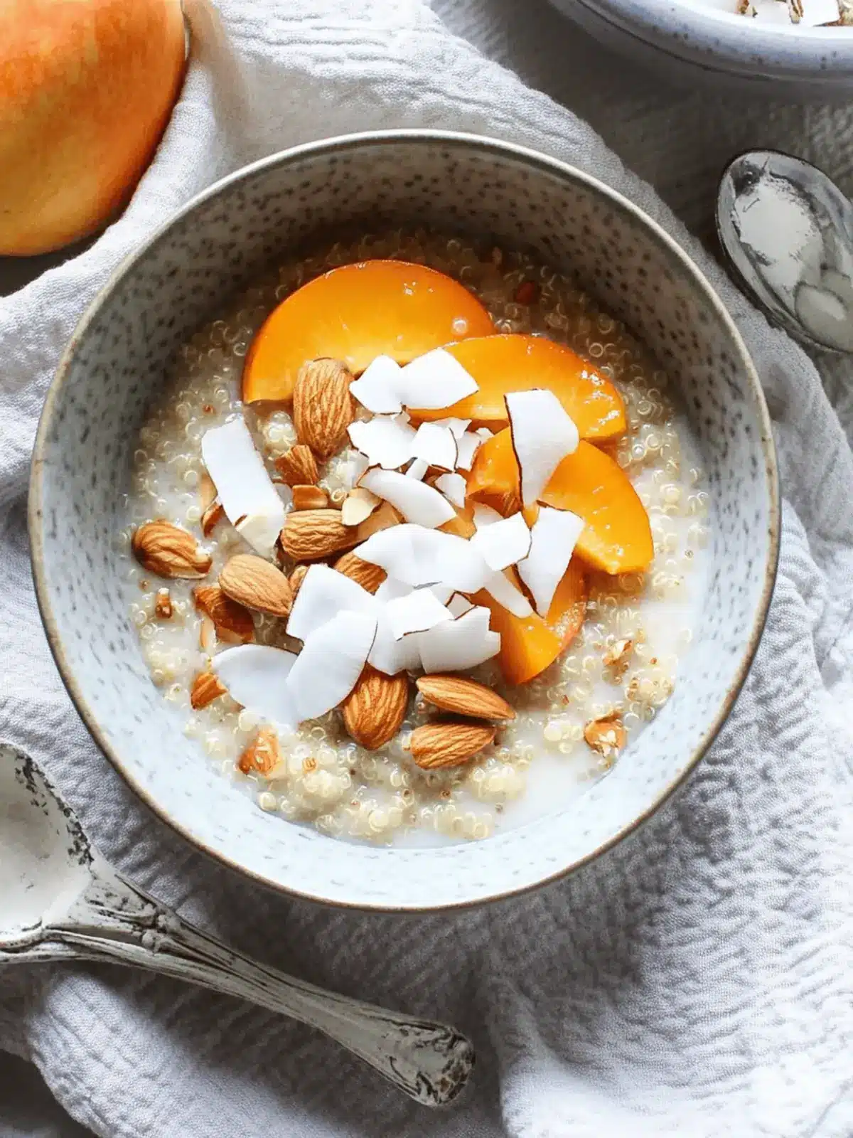 Quinoa Porridge with Persimmon, Almonds + Coconut