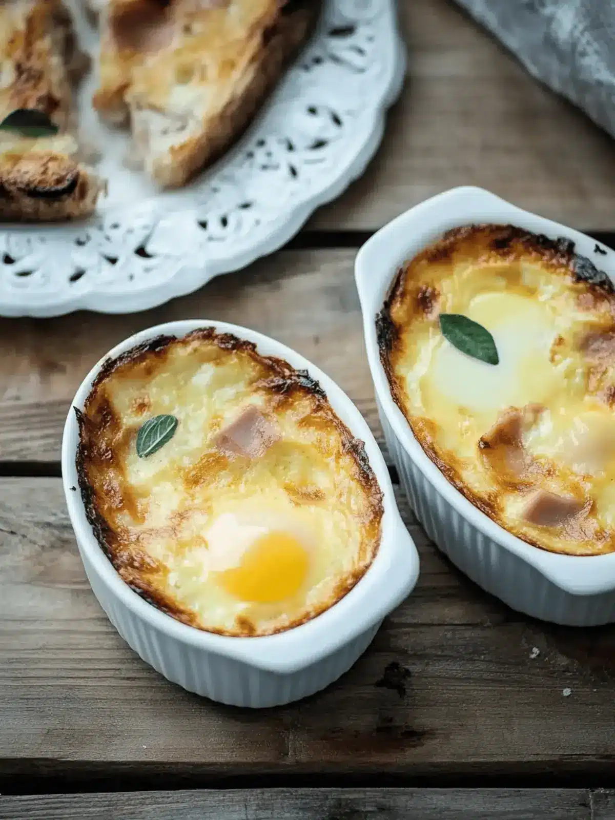 Baked eggs with ham and tomato