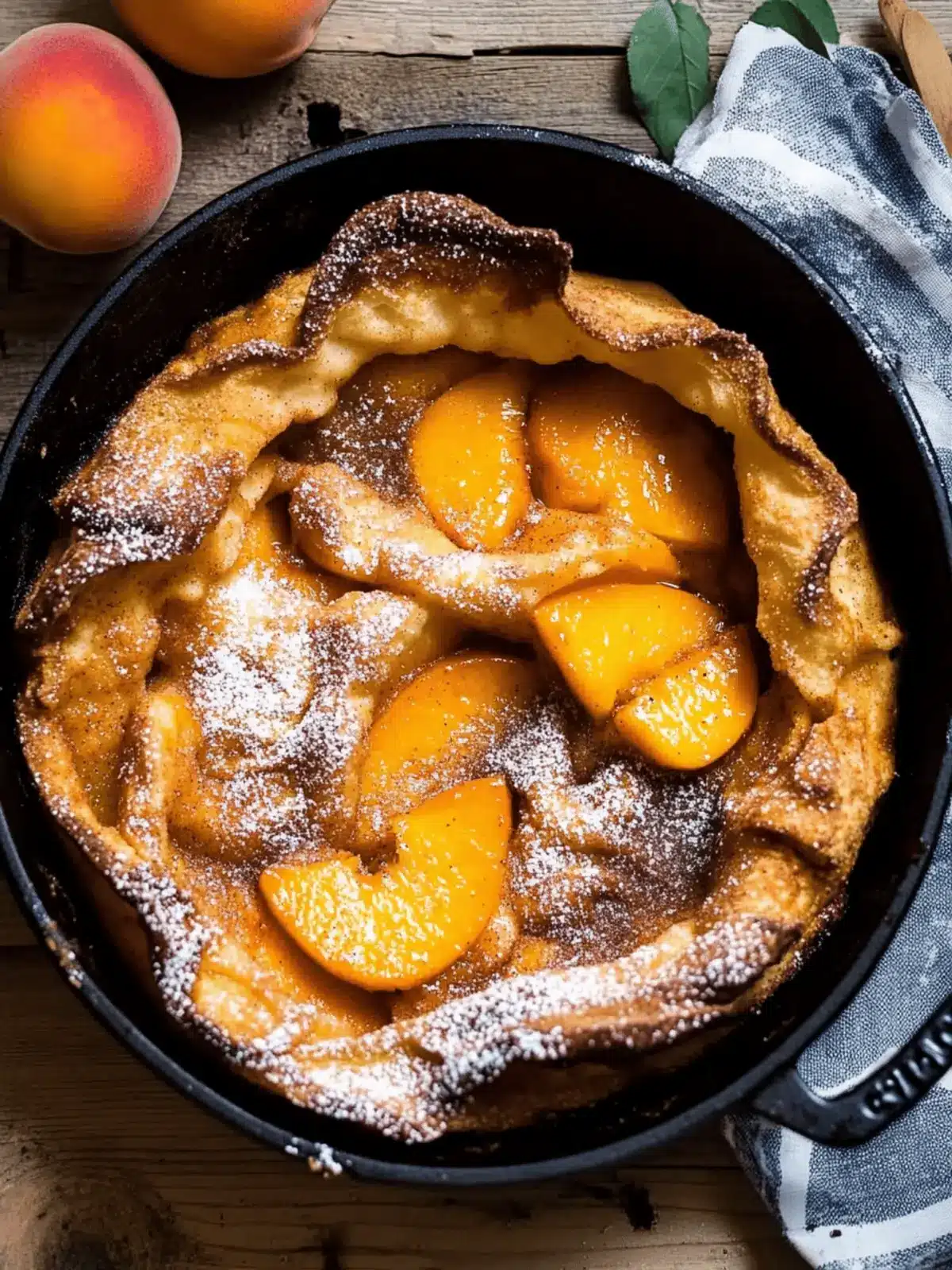 cinnamon sugar peach dutch baby