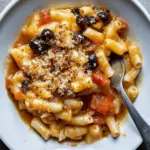 Balsamic Macaroni With Olive Pangratatto Breadcrumbs