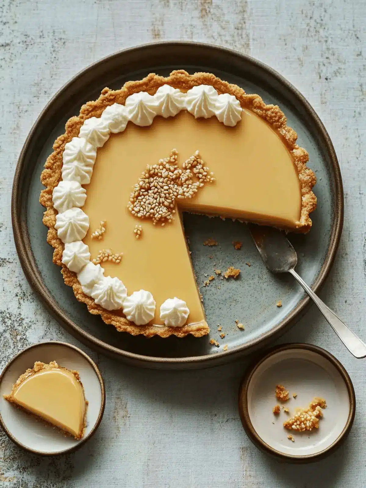 salted honey and sesame custard tart