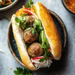 Vegan banh mi with lemongrass meatballs