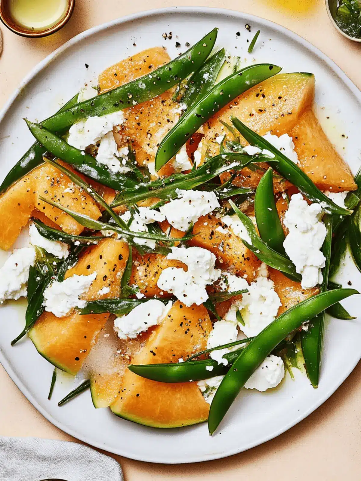 Cantaloupe With Sugar Snap Peas and Ricotta Salata