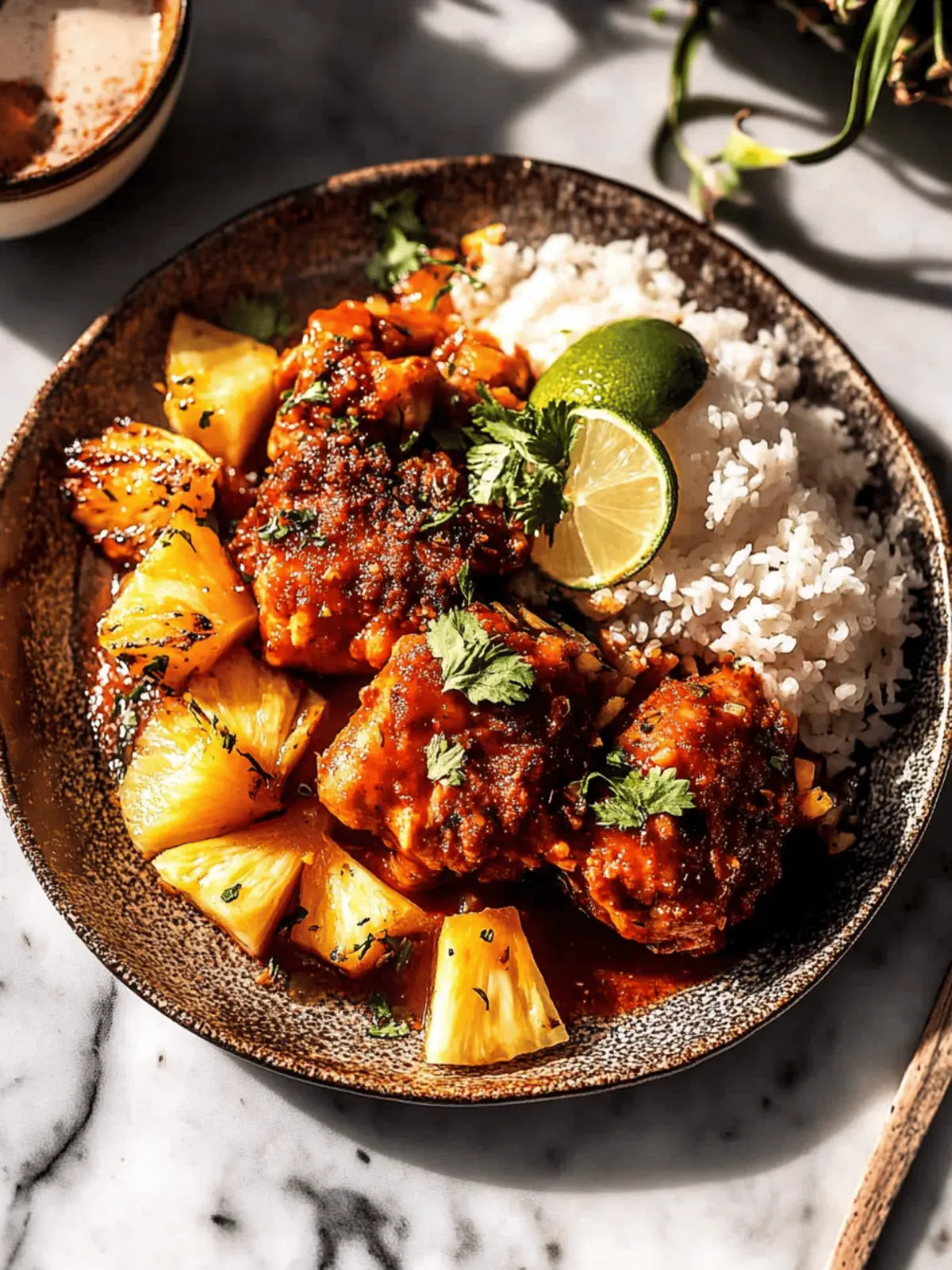 Chipotle Pineapple Chicken with Bang Bang Sauce.