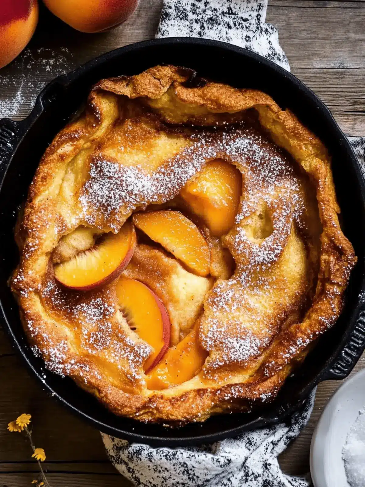 cinnamon sugar peach dutch baby