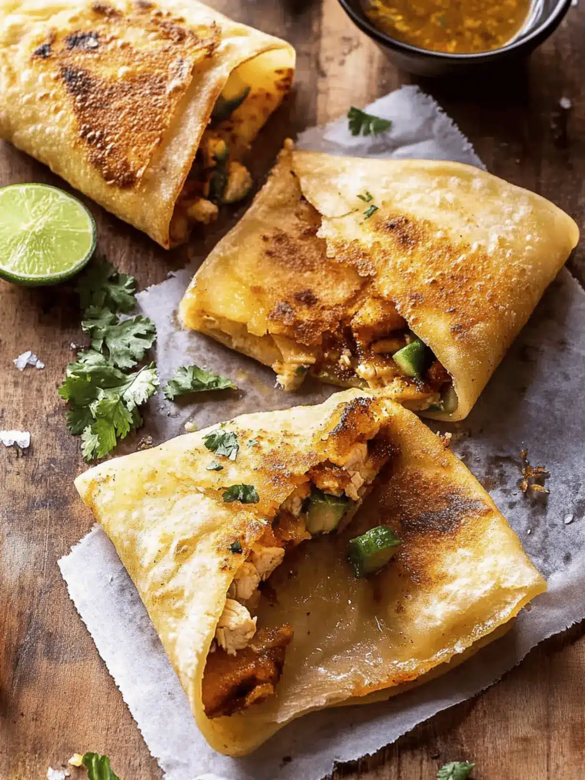 Folded Crispy Chipotle Chicken Wraps