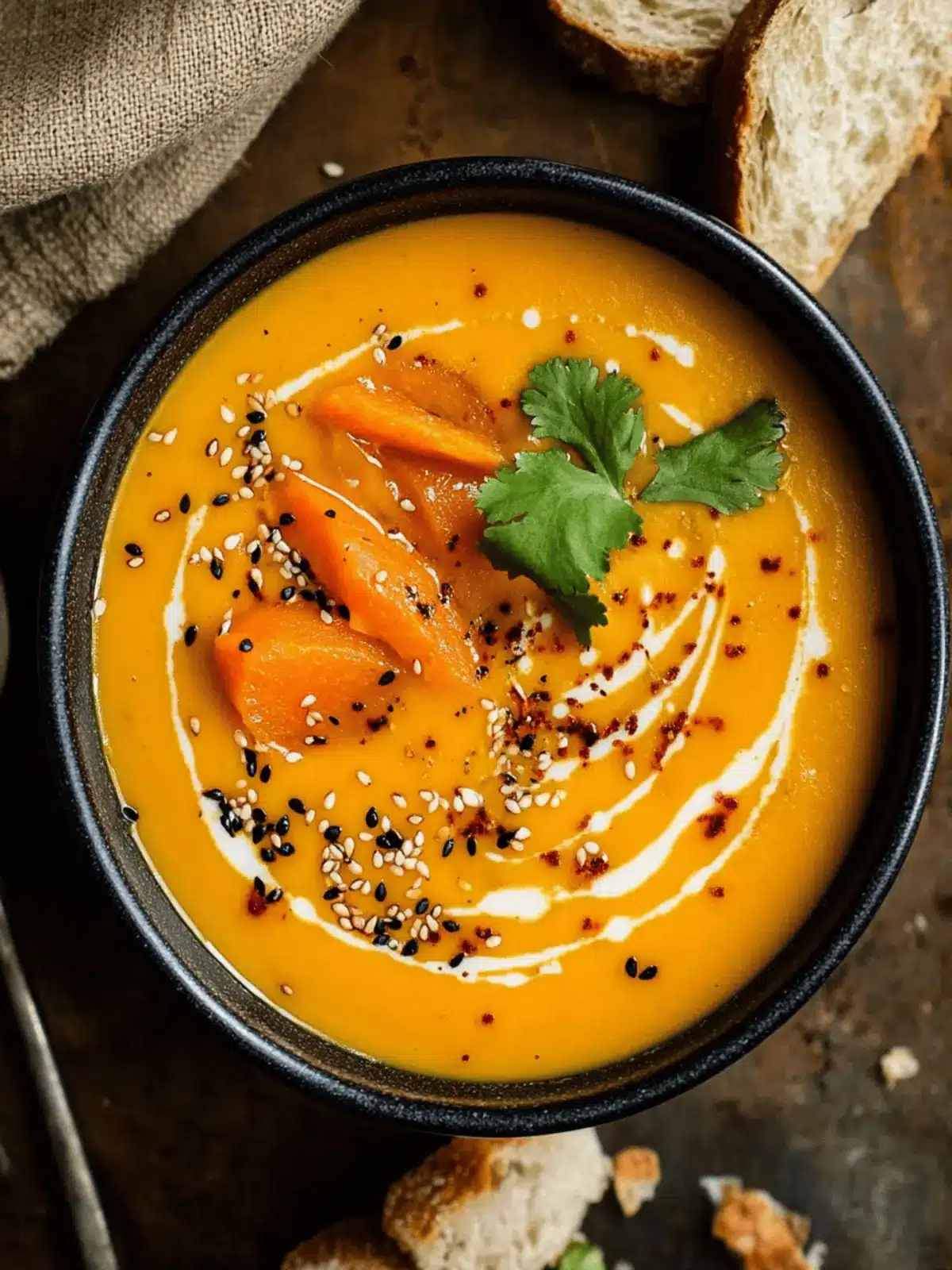 Spicy Sesame Carrot Soup with Red Lentils