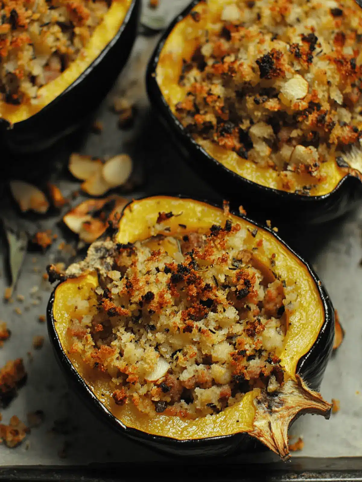 Twice Baked Acorn Squash with Sausage and Apple