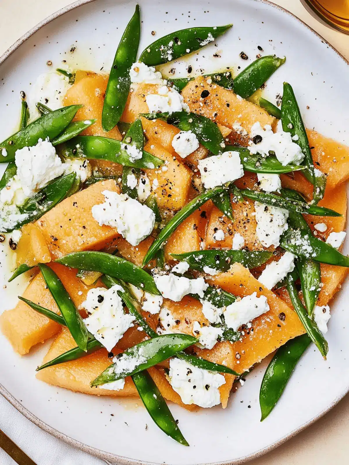 Cantaloupe With Sugar Snap Peas and Ricotta Salata
