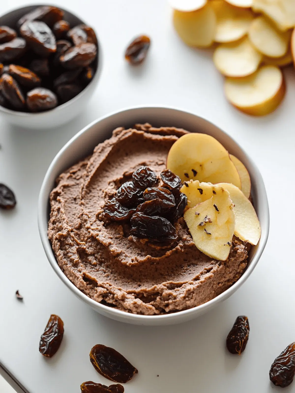 Date Sweetened Chocolate Hummus & Apple Chips