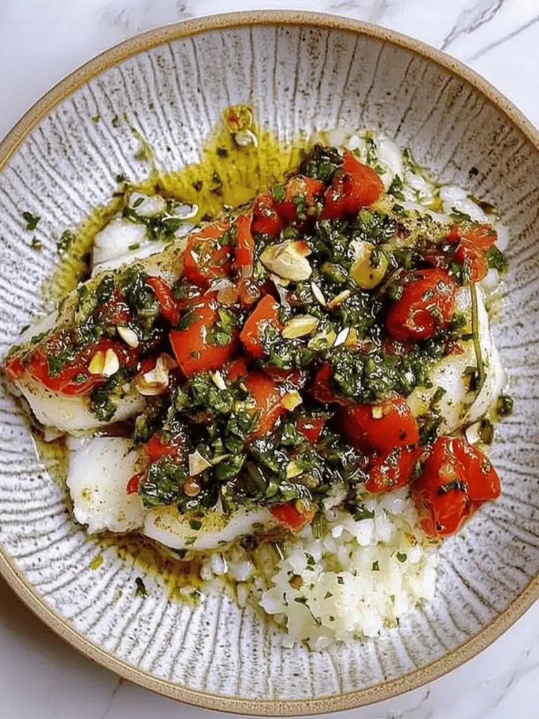 Charred Tomato Chimichurri Cod
