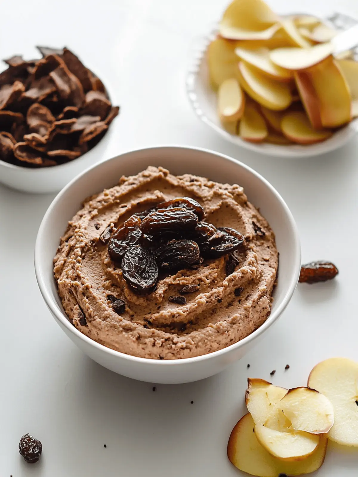 Date Sweetened Chocolate Hummus & Apple Chips