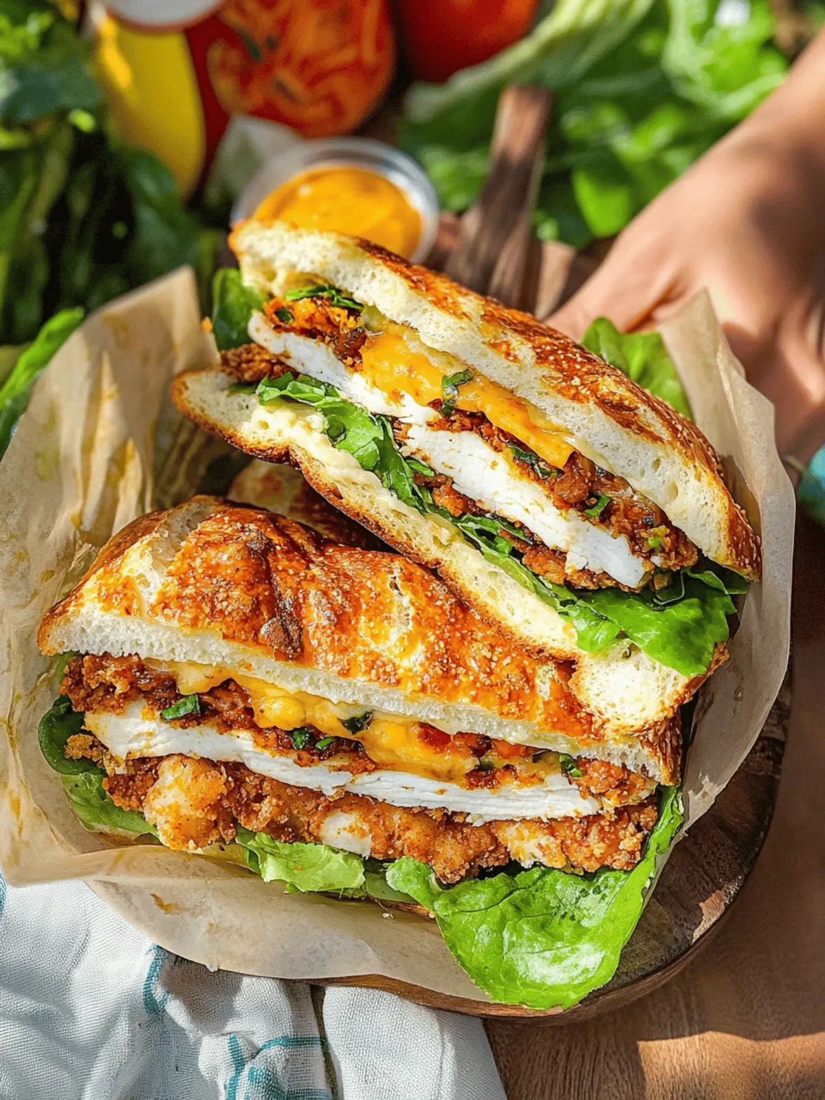 Crispy Chicken & Spicy Cheddar Focaccia Sandwich