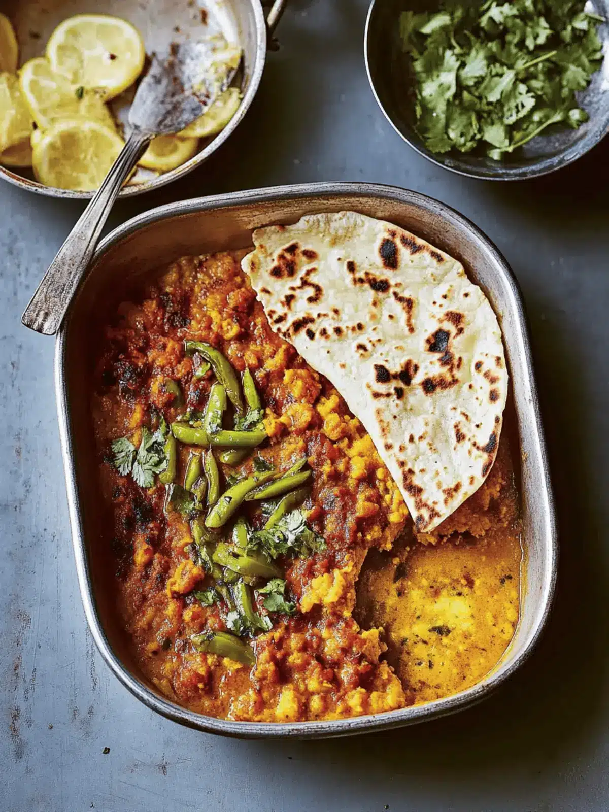 Traybake Lemon Dal with Pickled Green Chillies