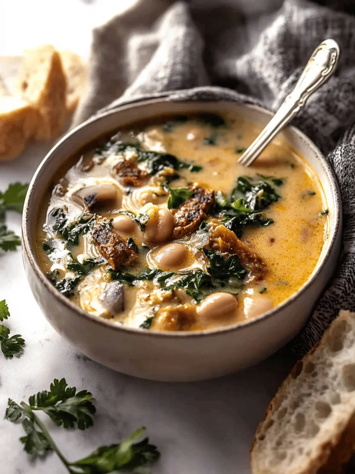Creamy Tuscan White Bean Lemon Soup