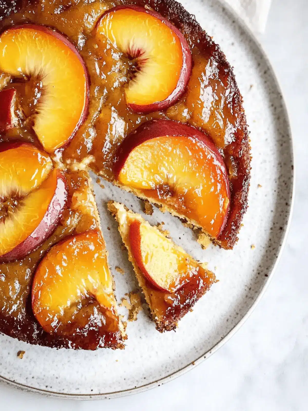 Browned Butter Peach Upside Down Cake with Honey Whipped Cream