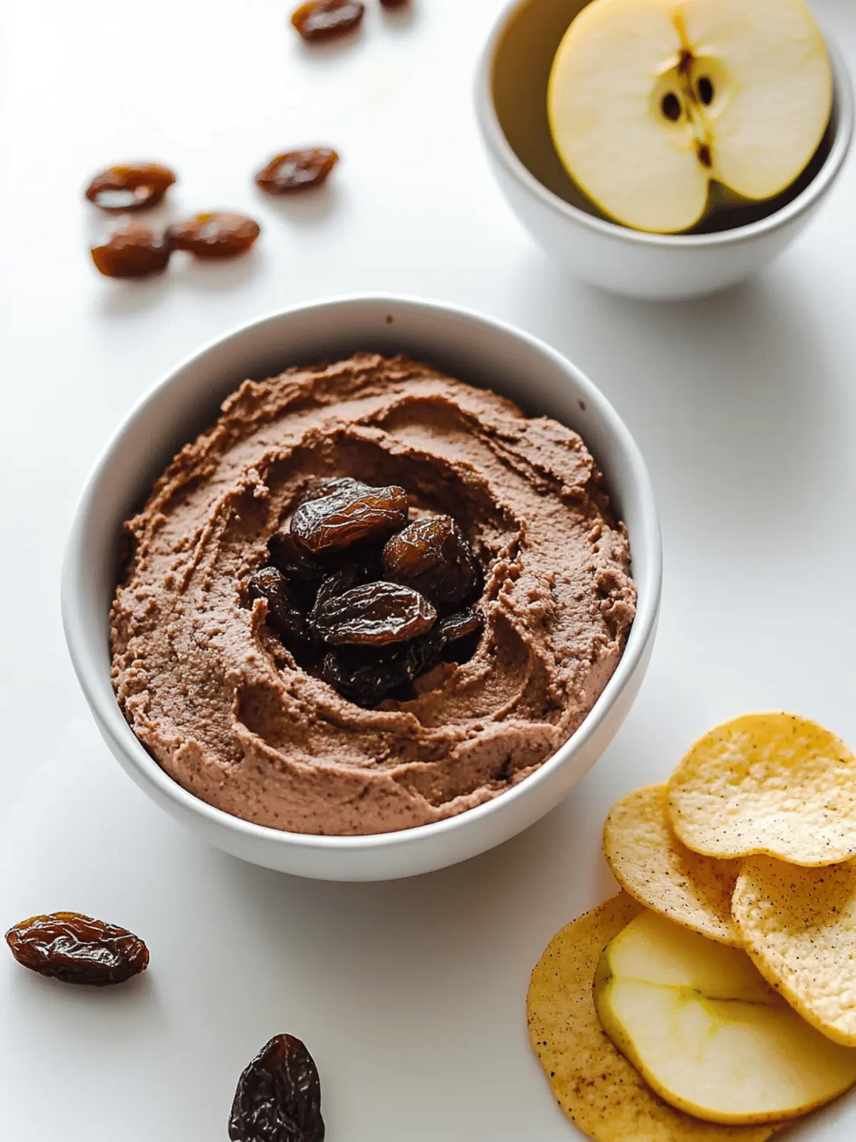 Date Sweetened Chocolate Hummus & Apple Chips
