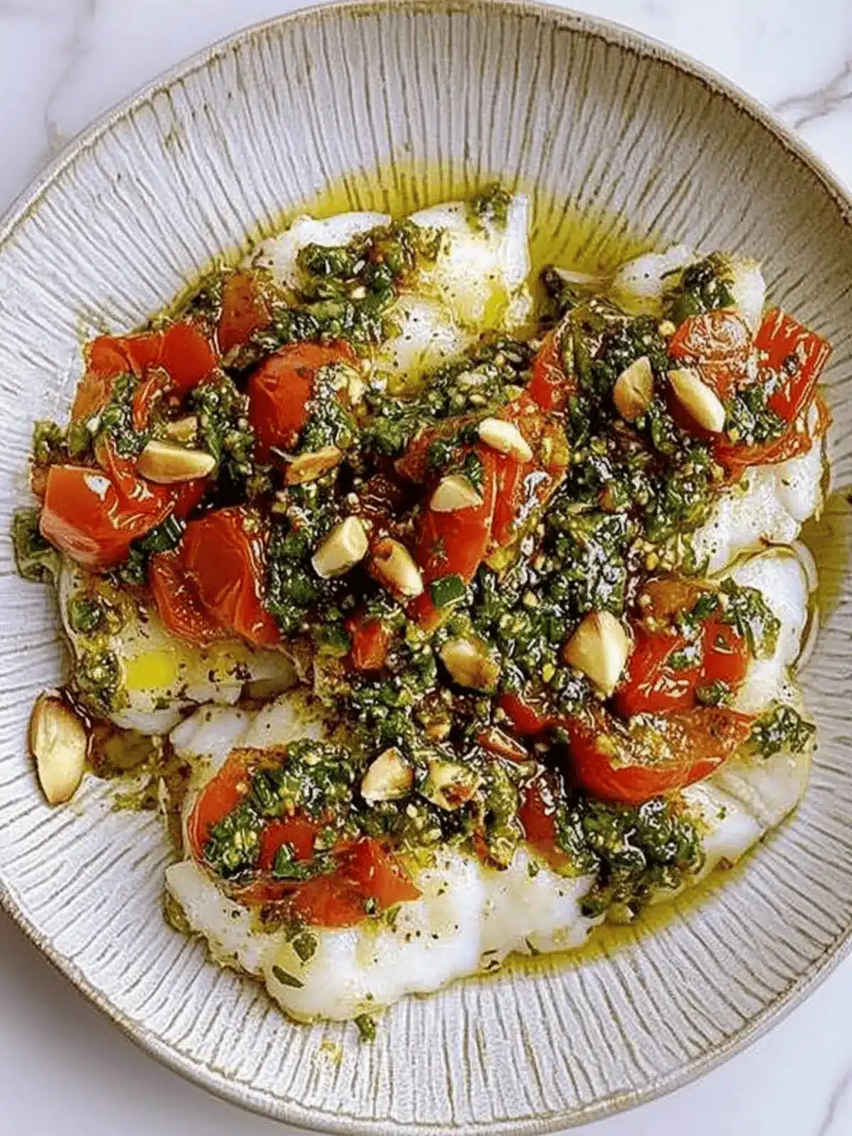 Charred Tomato Chimichurri Cod