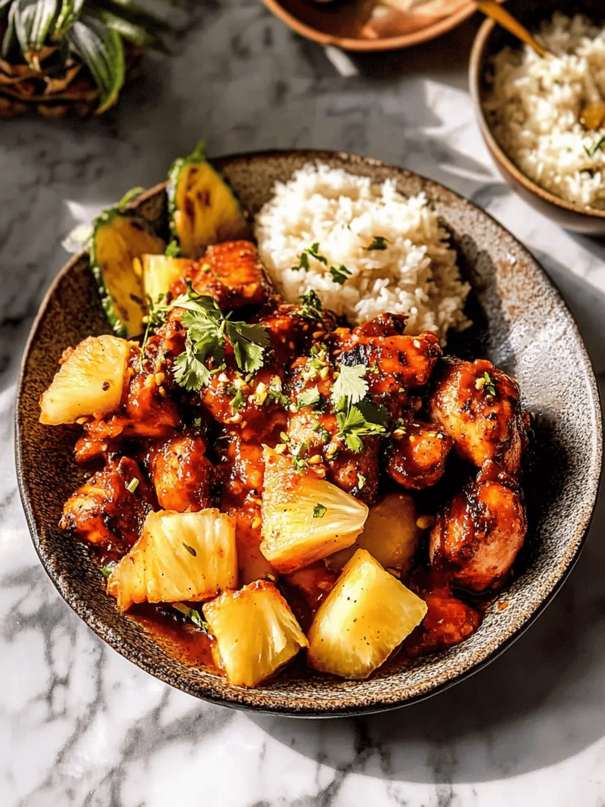 Chipotle Pineapple Chicken with Bang Bang Sauce.