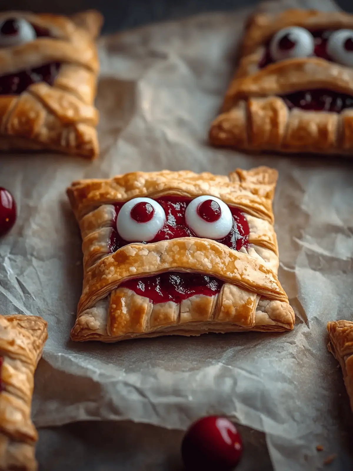 Mummy Cherry Pies: Easy Spooky Treats for Halloween Fun 3 Mummy Cherry Pies